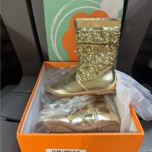 Jelly Beans Gold Sparkle Kids Boots